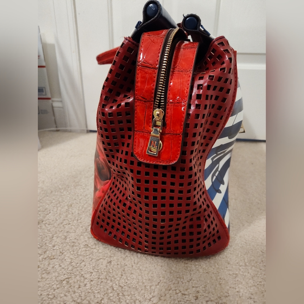 RARE! Nicole Lee women's retro 50s homage leather overnight bag/shoulder bag! - Picture 6 of 9